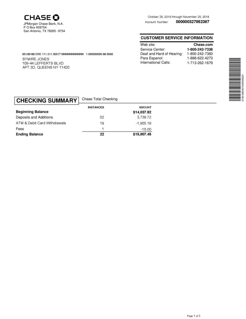 Chase Bank Statement