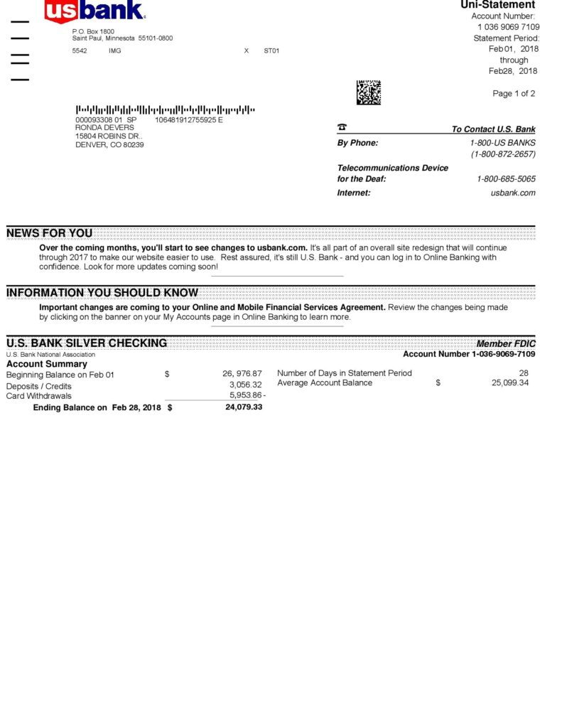 US Bank Statement