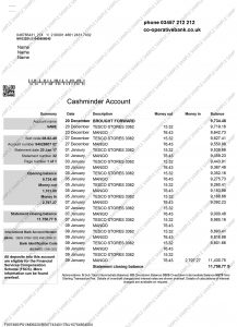 Co-Op Bank Statement
