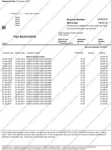 Virgin Money Bank Statement